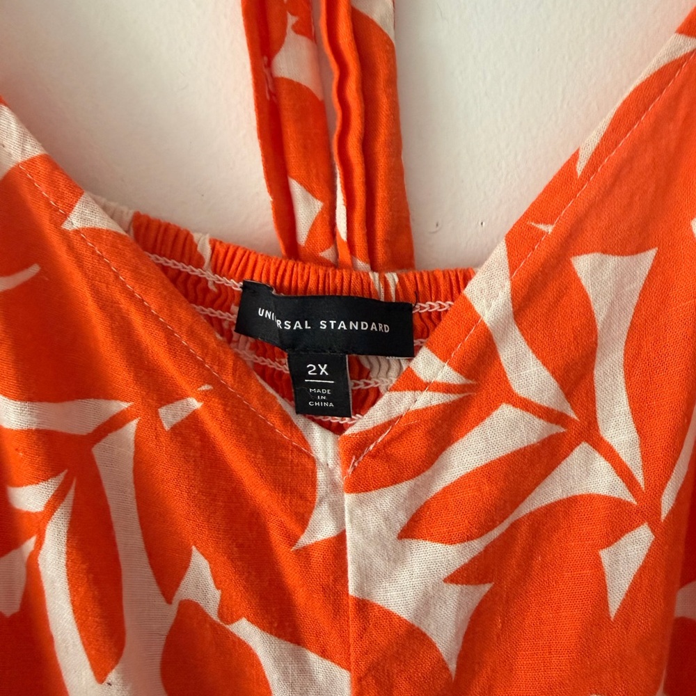 Universal Standard Promenade Linen Jumpsuit in Orange Motif - Picture 6 of 6